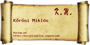 Kőrösi Miklós névjegykártya
